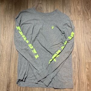 PLAYBOY Gray Long Sleeve Shirt with Neon Green Details